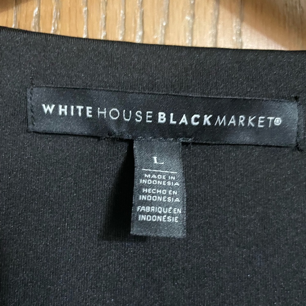 EUC White House Black Market Floral Wrap Blouse - Blue and Black - Picture 4 of 4